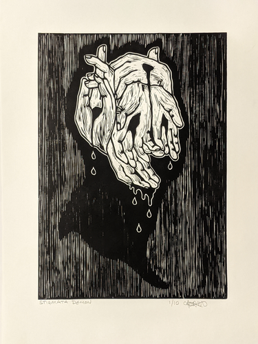 Stigmata Demon Lino Print